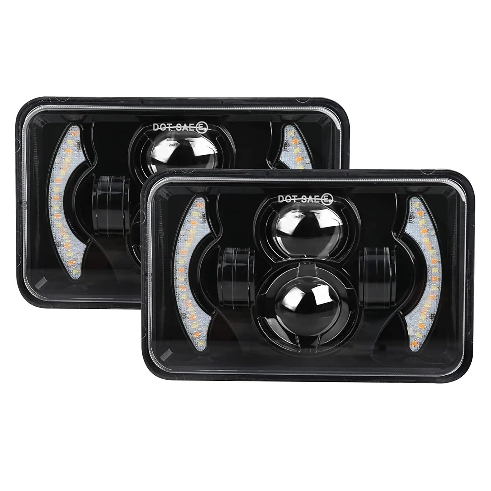 Faro Fanale Anteriore Fari A LED H4 Da 80W, 4x6 Pollici Proiettore Luce Lavoro Abbagliante E Anabbagliante Auto Per Conversione Camion H4651 H4652 H4656 H4666 Fuoristrada