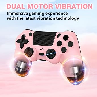 MOTYCTCH Wireless Controller for ps-4,Remote controller for ps-4/Slim/Pro/PC with Dual Vibration/3.5mm Audio Jack/6-Axis Gyro/Touch Pad/Type-C Port/1000mAh Battery/Mac Game(pink)