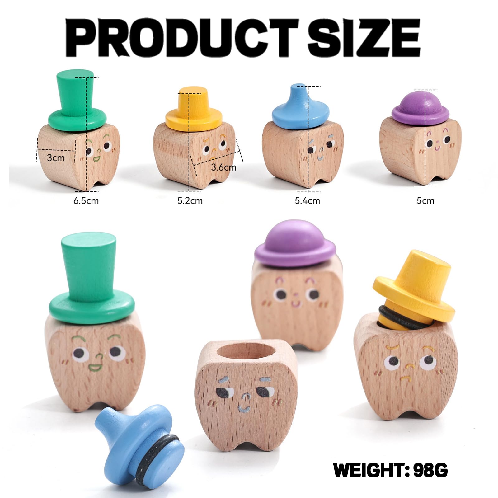 Zuzer 4PCS Tooth Box Teeth Case Personalised Wooden Tooth Box Tooth Fairy Gifts for Boys Girls - Image 2