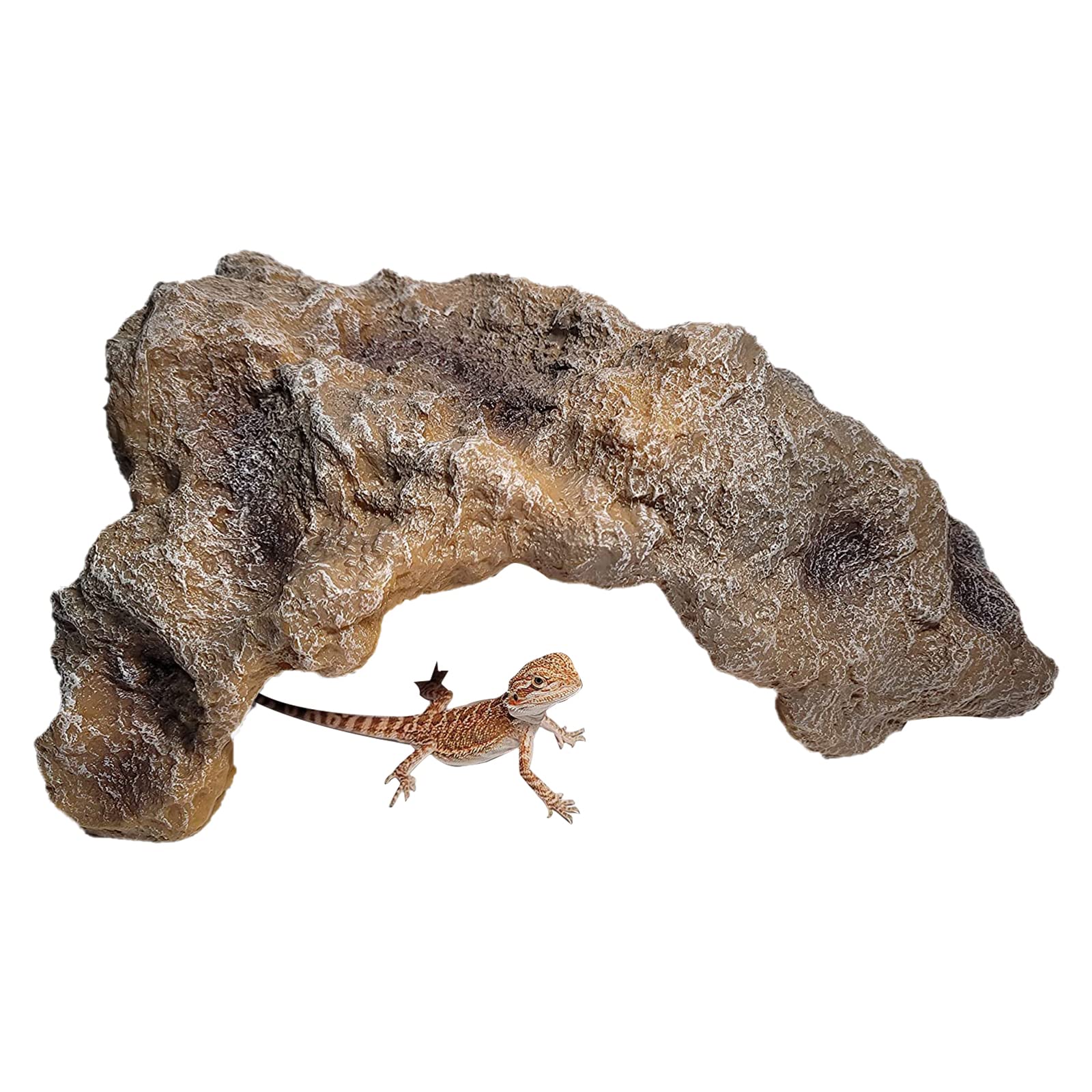 MINGLEA Fish Hiding Rock Cave Aquarium for Basking Hide Habitat Shelter Decorations Snake Terrarium Orname