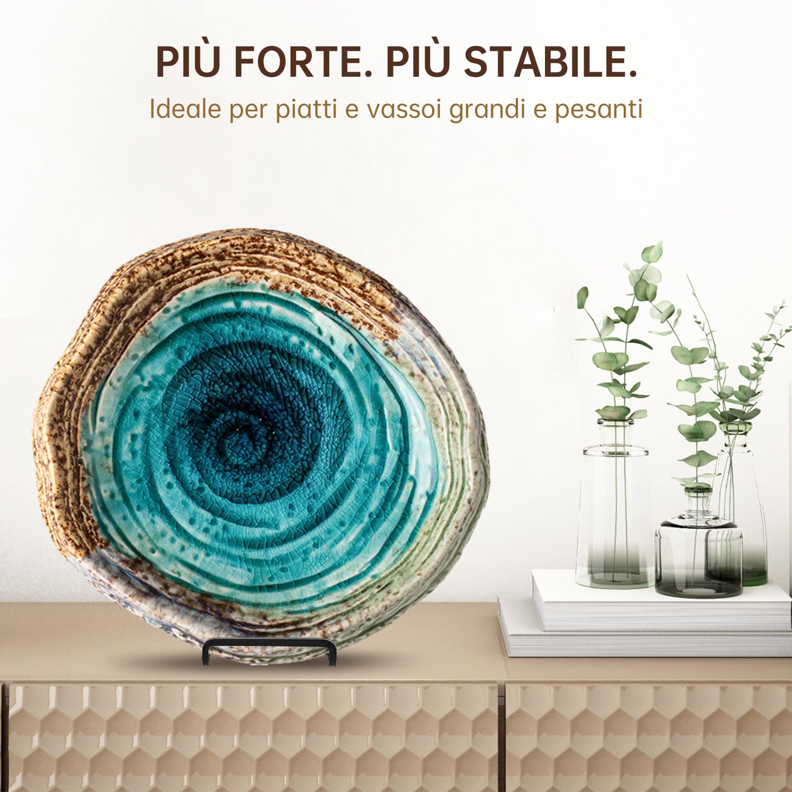 DIDUDIDU Cavalletto, supporto per piatti in Ferro, grande - supporto per piatti - Cavalletti per Tavolo - Espositori per Piatto Decorativo | Cornice Foto | Libri - Nero - 2 pezzi - 25 cm