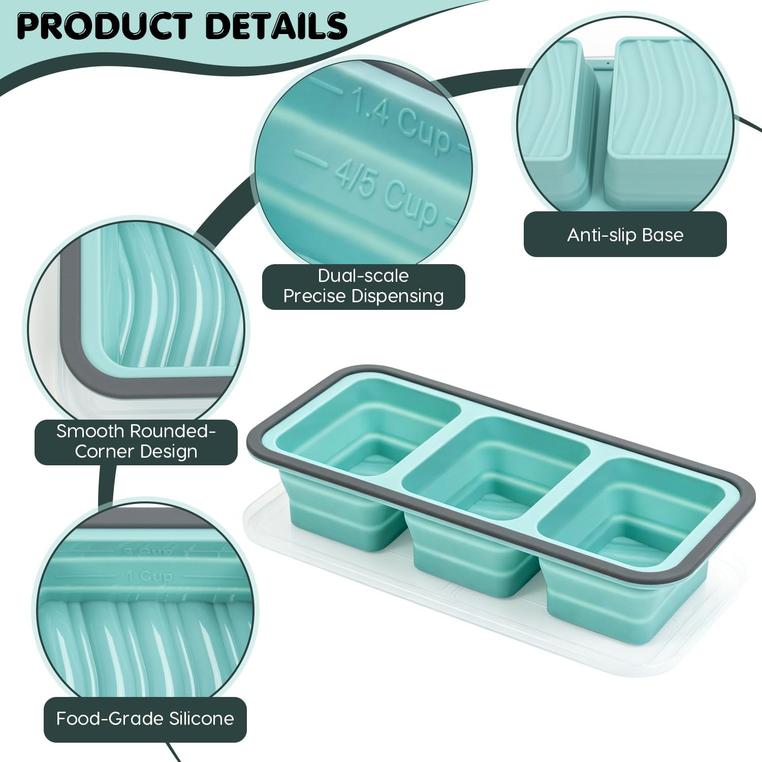 Silicone Soup Freezer Moulds with Lid, BPA-Free Soup Freezer Containers, 3 Ge, 29.5 x 14 x 6 cm - Image 3