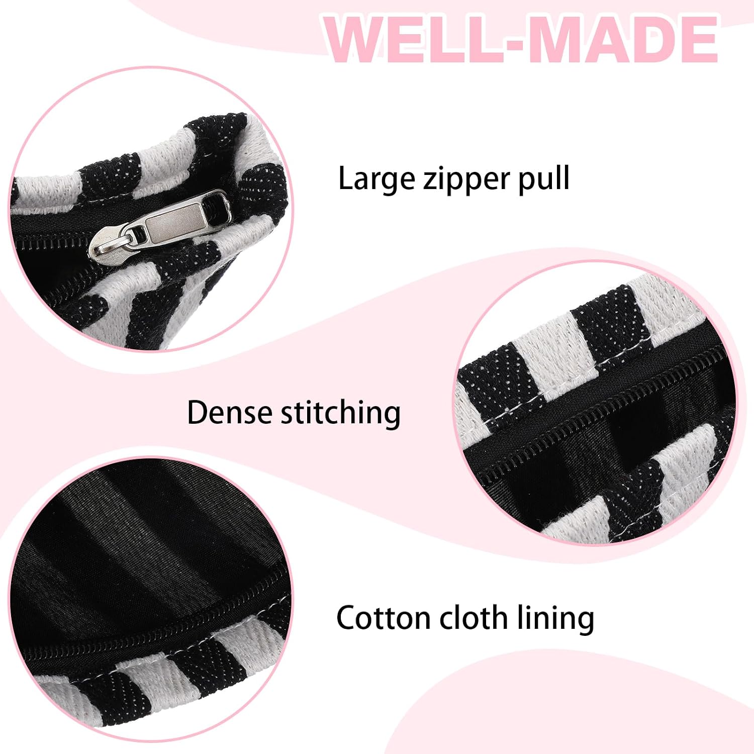 1Pcs Striped Makeup Bag Black White Make up Pouch for Women image 3