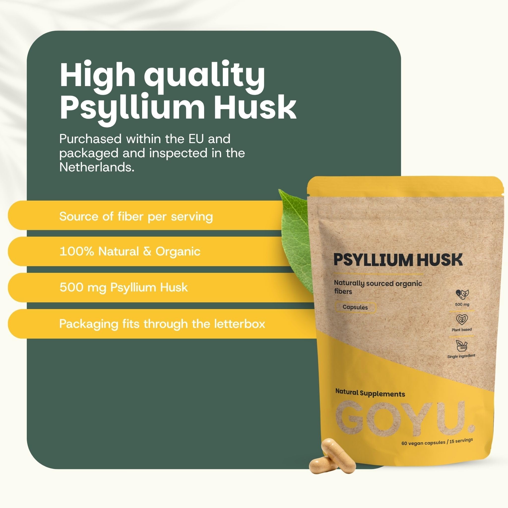 Flohsamenschalen (Psyllium Husk) Kapseln 500 mg Kombideal 4x 60 Capsules - Vezel - Faserergänzung - Kapseln - Vezel Flohsamen - Darmgesundheit - Vegan - Ohne