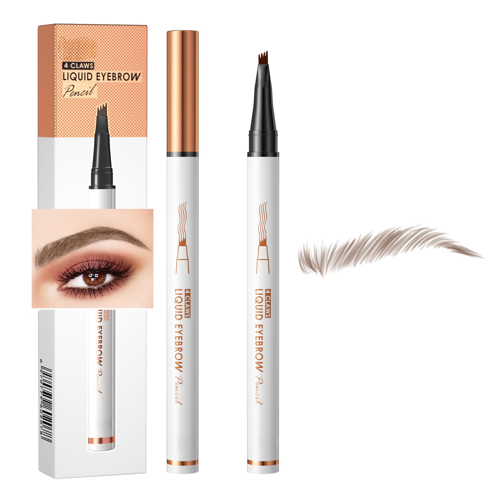 Q707 4 Tipped Precise Brow Pen – Long-Lasting Waterproof Eyebrow Pencil for Natural, Defined Brows – Easy to Use, Suitable for All Skill Levels (2#Dark Coffee)