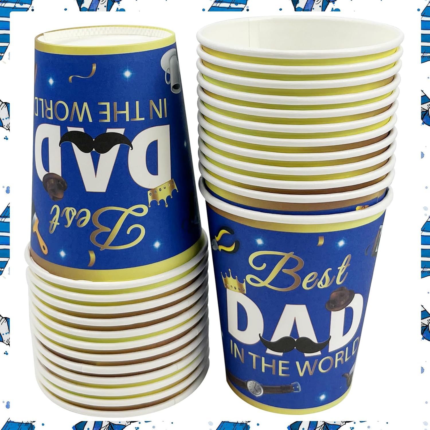Happy Father's Day Party Tableware Set for 24 Guests Including Dinner Dessert Plates, Lunch Napkins, Cups, Knife, Fork and Spoon for I Love You Dad Happy Father's Day Party Supplies Decorations