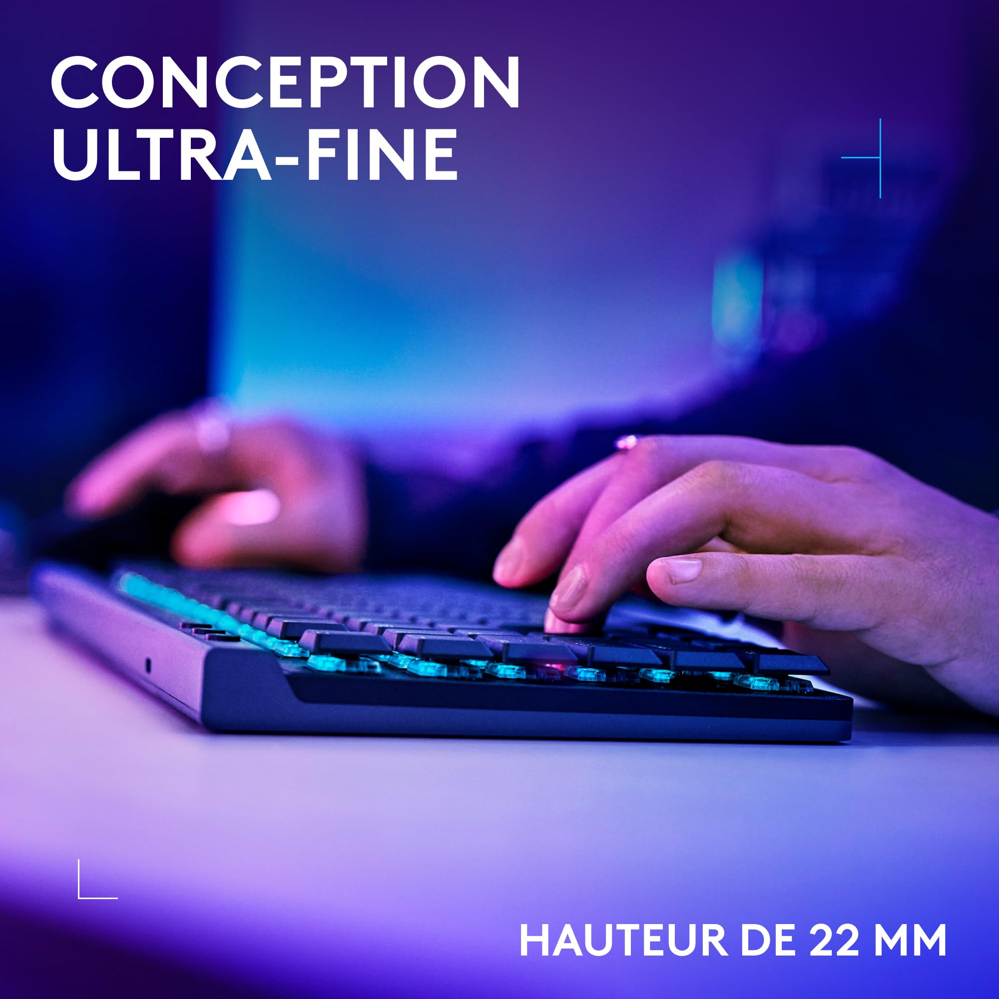 Logitech G G515 Lightspeed TKL profilé Clavier Gaming sans Fil, LIGHTSYNC RVB, Profil utra-Plat sans pavé numérique, Touches en PBT, Contacts mécaniques linéaires, Clavier Français AZERTY - Noir