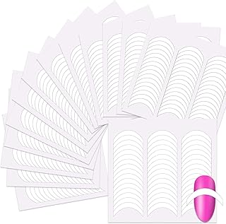 SILPECWEE 4320 Pieces 90 Sheets French Tip Nail Guides Nail Stencils Self-Adhesive Nail Art Stickers Half Moon French Mani...