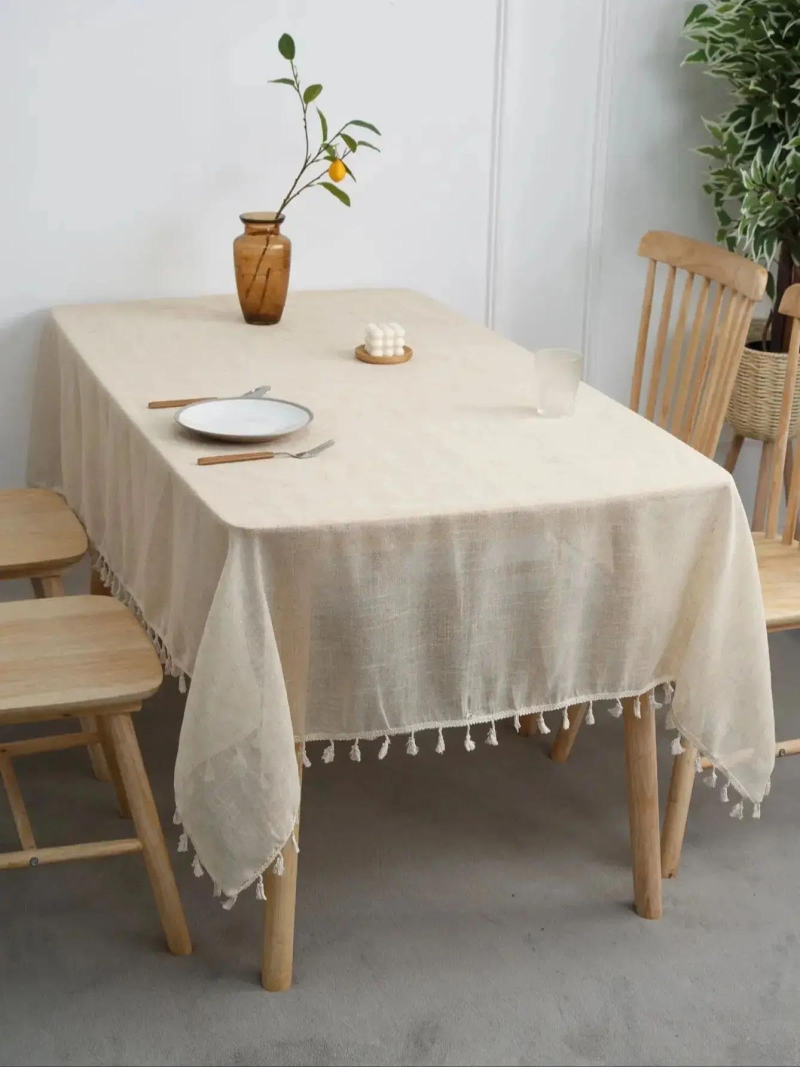 Nappe en lin rectangulaire idéale pour les fêtes et repas en extérieur