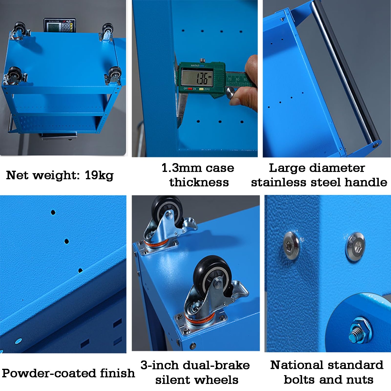 Carrito de herramientas con cerradura de 3 niveles, organizador resistente para almacenamiento, carrito utilitario móvil con ruedas, equipo de taller y almacenamiento de herramientas, diseño duradero