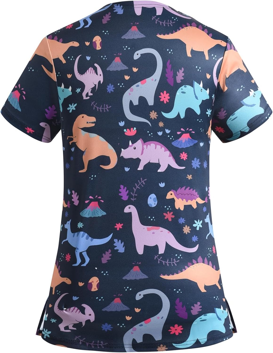 Scrub Tops for Women Short Sleeve Vneck Stretch Holiday Scrub Shirt Cute Animal Print Nursing Workwear with 2 Pockets