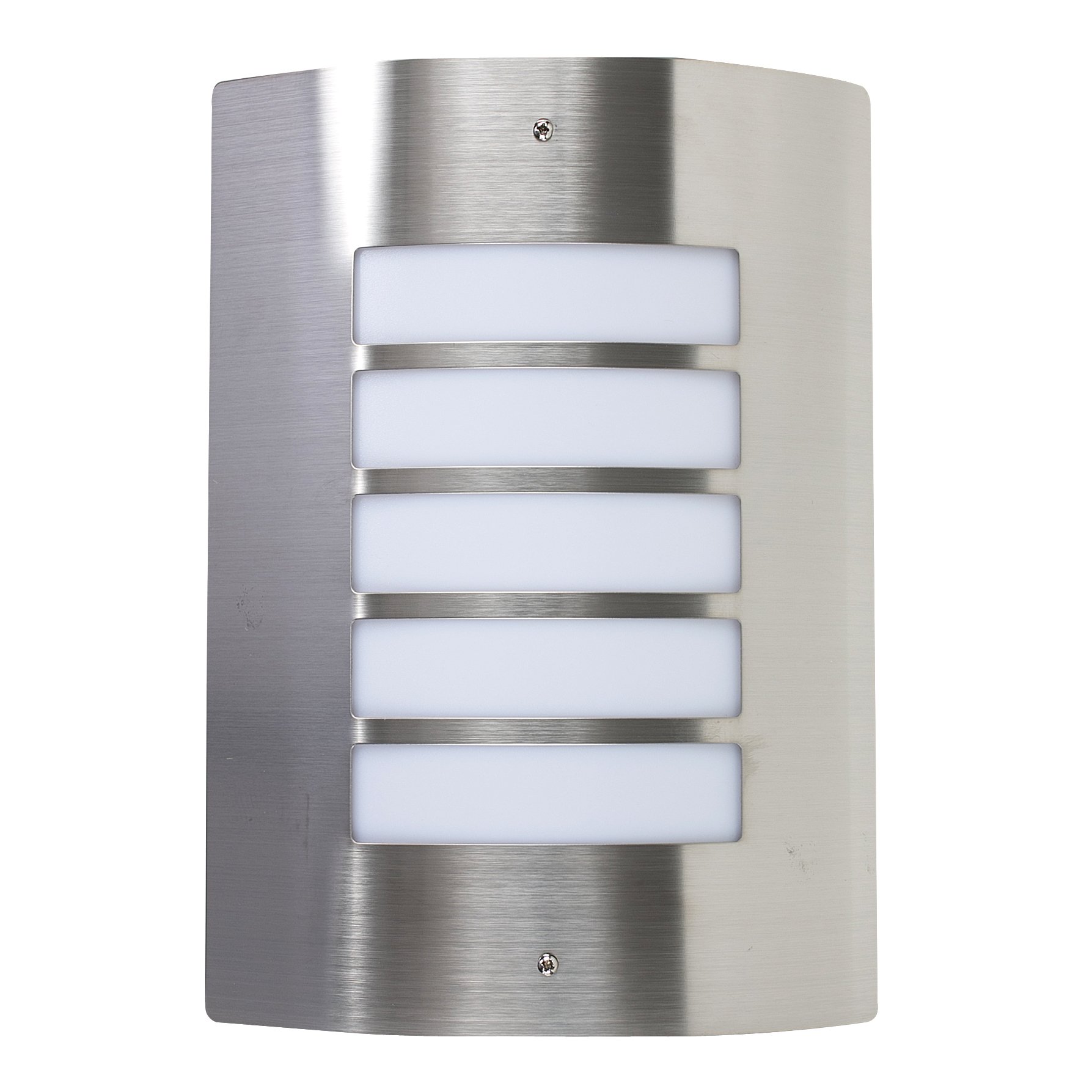 MiniSun | Modern Stainless Steel and Frosted Opal Lens Curved Wall Mounted Security Light | Outdoor Wall Lights, Home Décor & Improvement Essential | Mains Wired