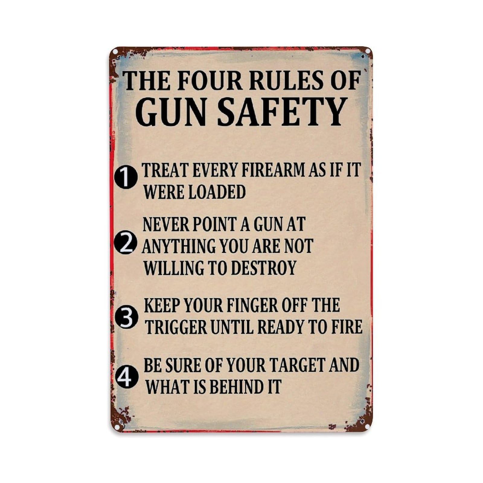 Jdyaojiesheng Vintage Gun Safety Rules Poster Tin Sign Retro Metal Wall Decor Metal Poster, Home Bar Garage Farmhouse Cafe Wall Art Decoration 8X12inches