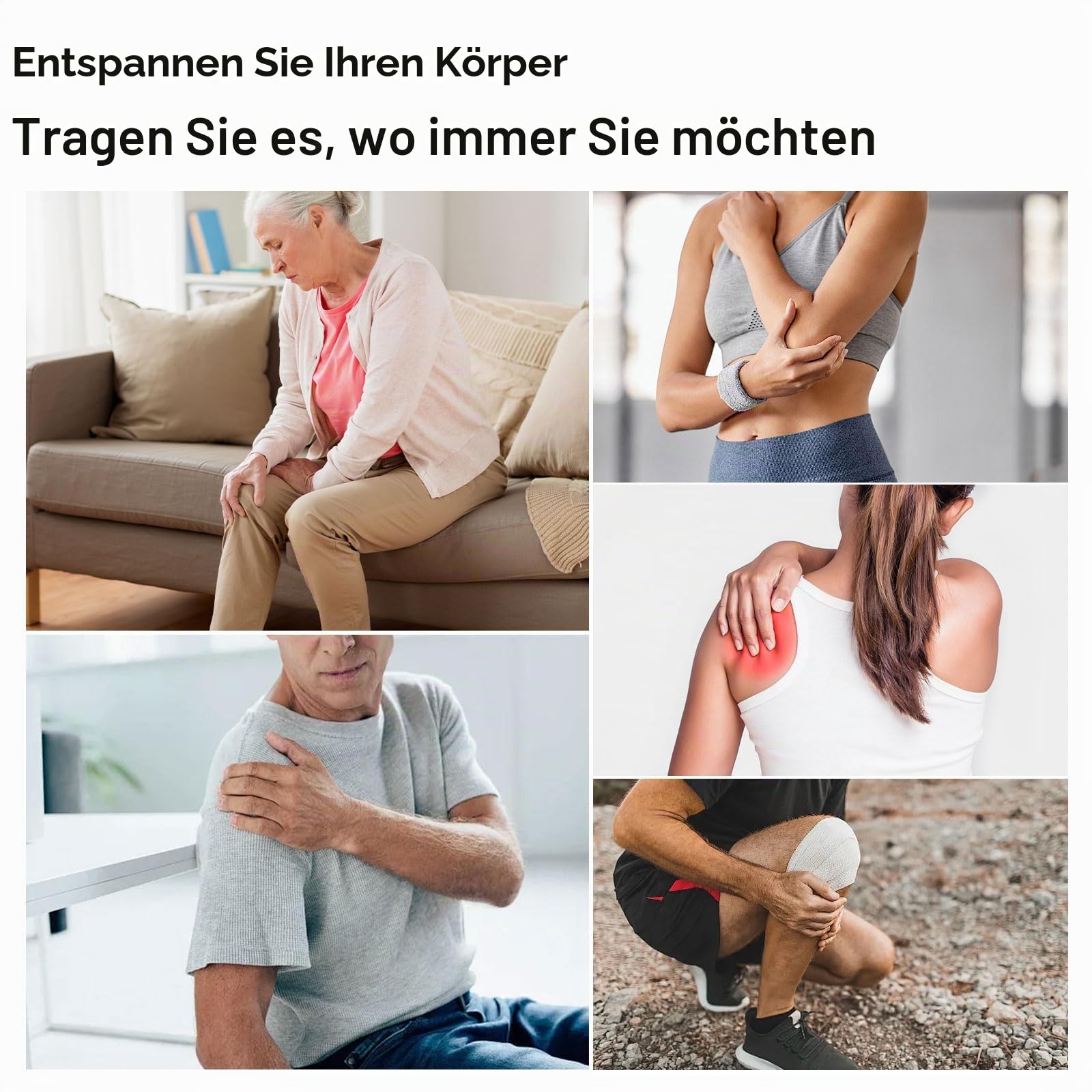 8 Modi und 5 Temperaturstufen, Kniemassagegerät mit Heizfunktion, Kneerelief Massagegerät für Knie Ellbogen Schulter, Geschenk für Männer/Frauen (Grau)