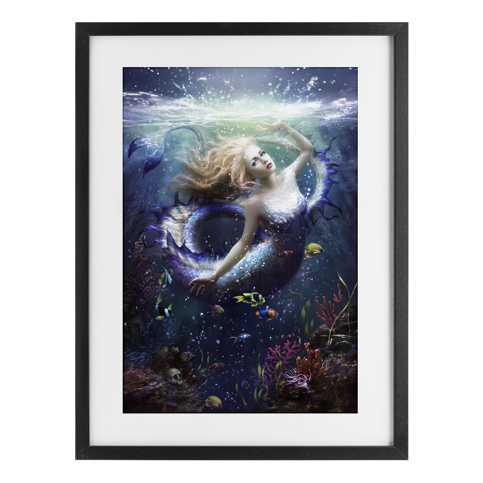 'Deep Sea Mermaid'| Framed Print Under Glass