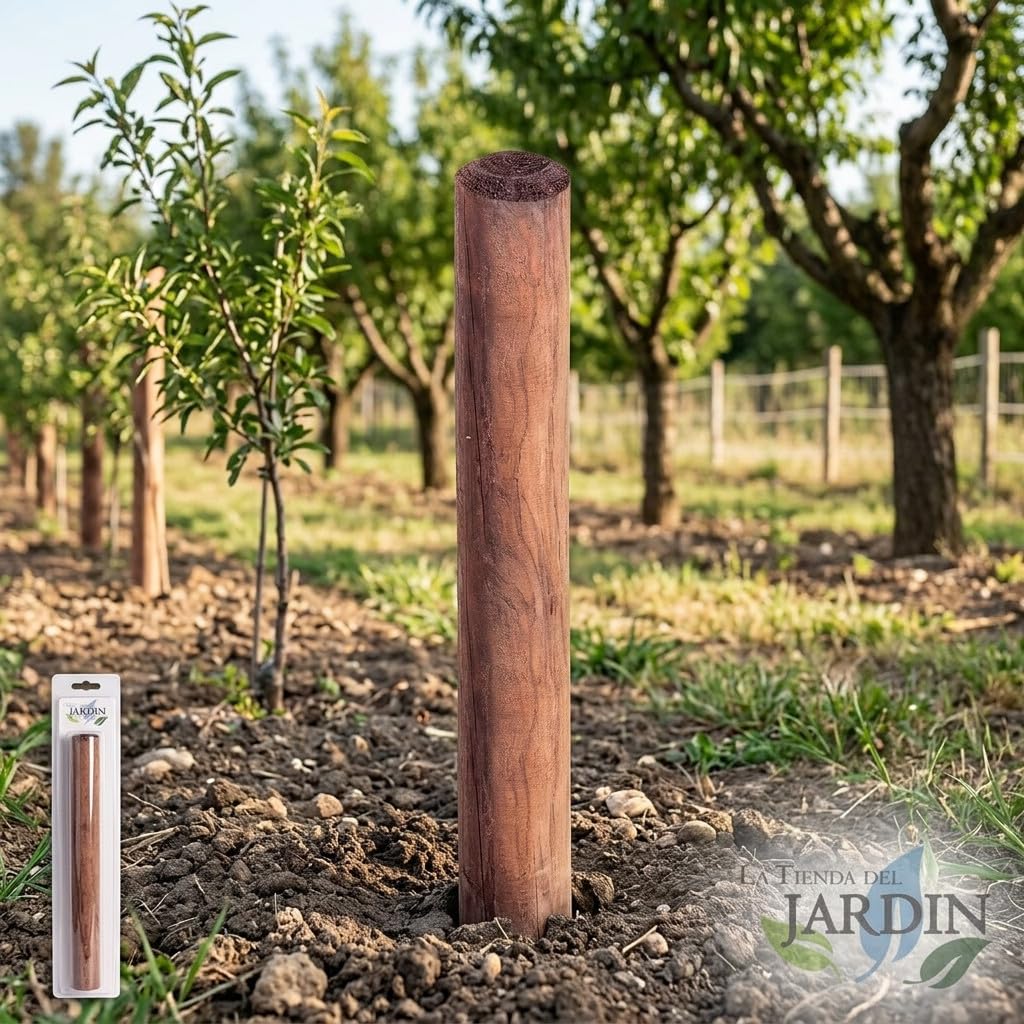 Suinga Pack 5 Postes Tutor de Madera sin Punta | 200 cm de Altura | Diámetro 8 cm | Ideales para Vallas, Cercados, Cuadras y Pérgolas | Soporte Resistente para Árboles y Uso Agrícola