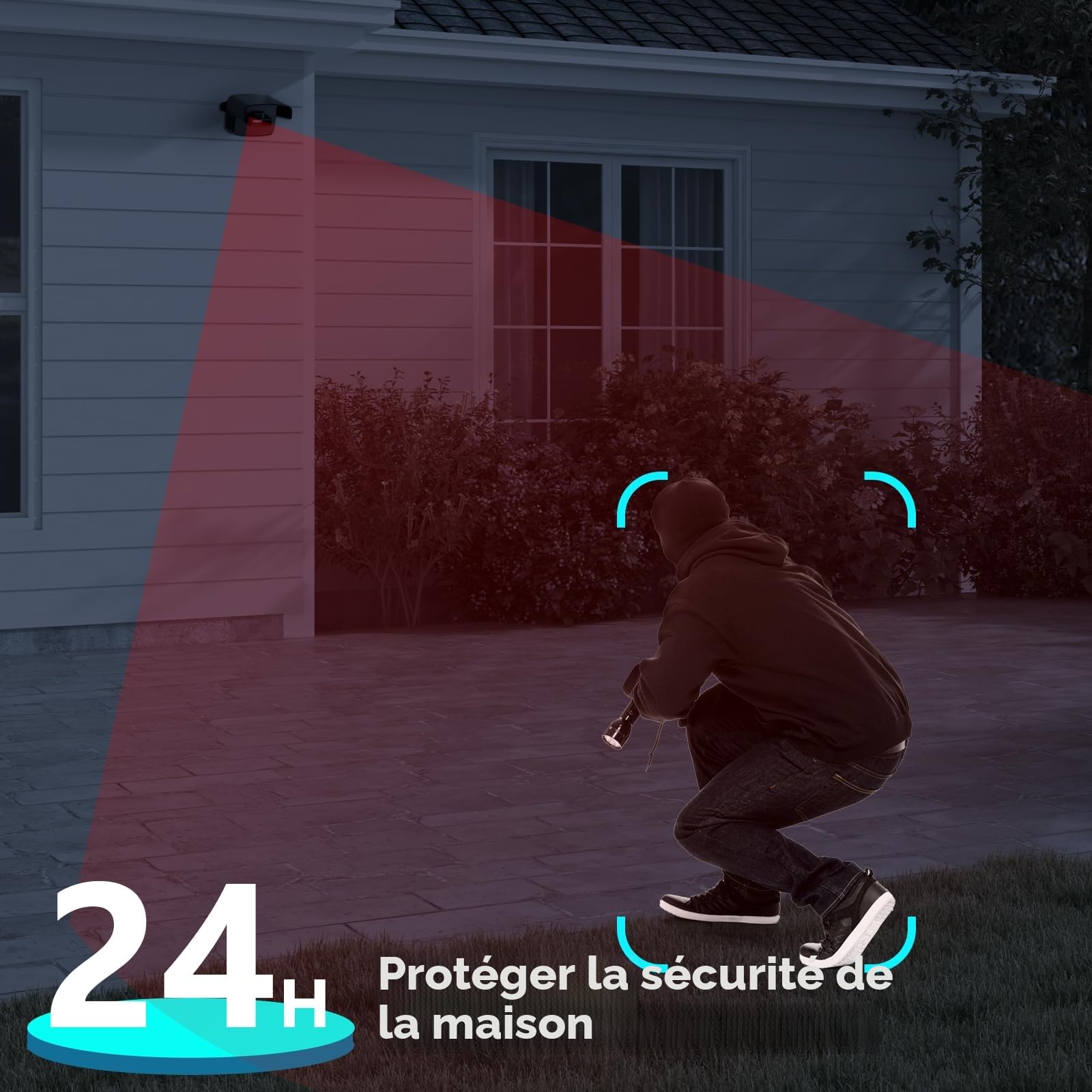 PHYSEN Alarme Détecteur de Mouvement Exterieur, Système Alarme Detecteur Exterieur Sonnette sans Fil, Sonnette de Magasin Alarme, Infrarouge Anti-Effraction, pour Maisons/Magasins/Bureaux/Garage/Porte
