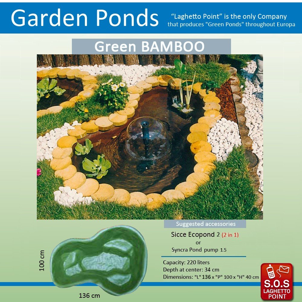 Laghetto Green Bamboo - 220 litri ("L" 136 x"P" 100 x"H" 40 cm)