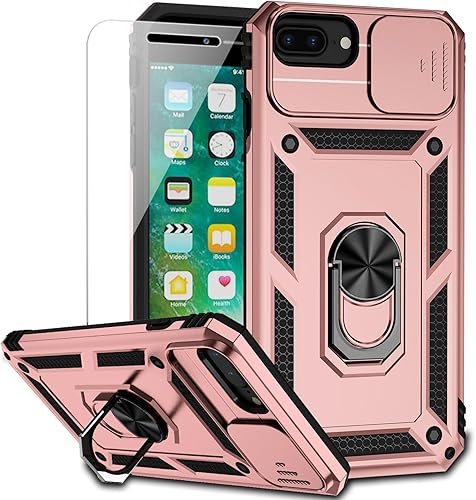 Funda para iPhone 8 PlusiPhone 7 PlusiPhone 6 Plus con cubierta para lente de cámara, protector de pantalla HD, protección contra caídas de grado