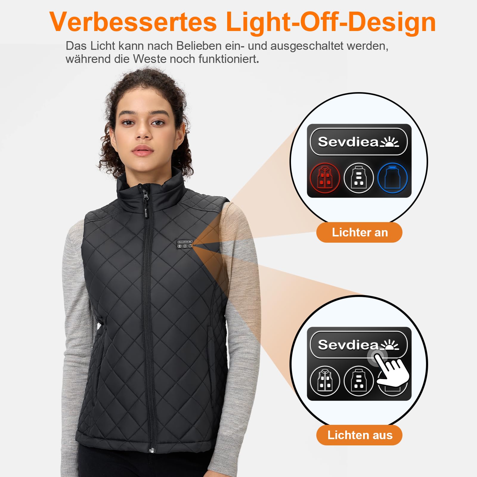 Heizweste Damen mit Powerbank 16000mah 7.4V, Leichte Gesteppte Beheizte Weste Damen, Elektrisch Wärmeweste, Für Motorradfahren,Skifahren,Outdoor-Aktivitäten
