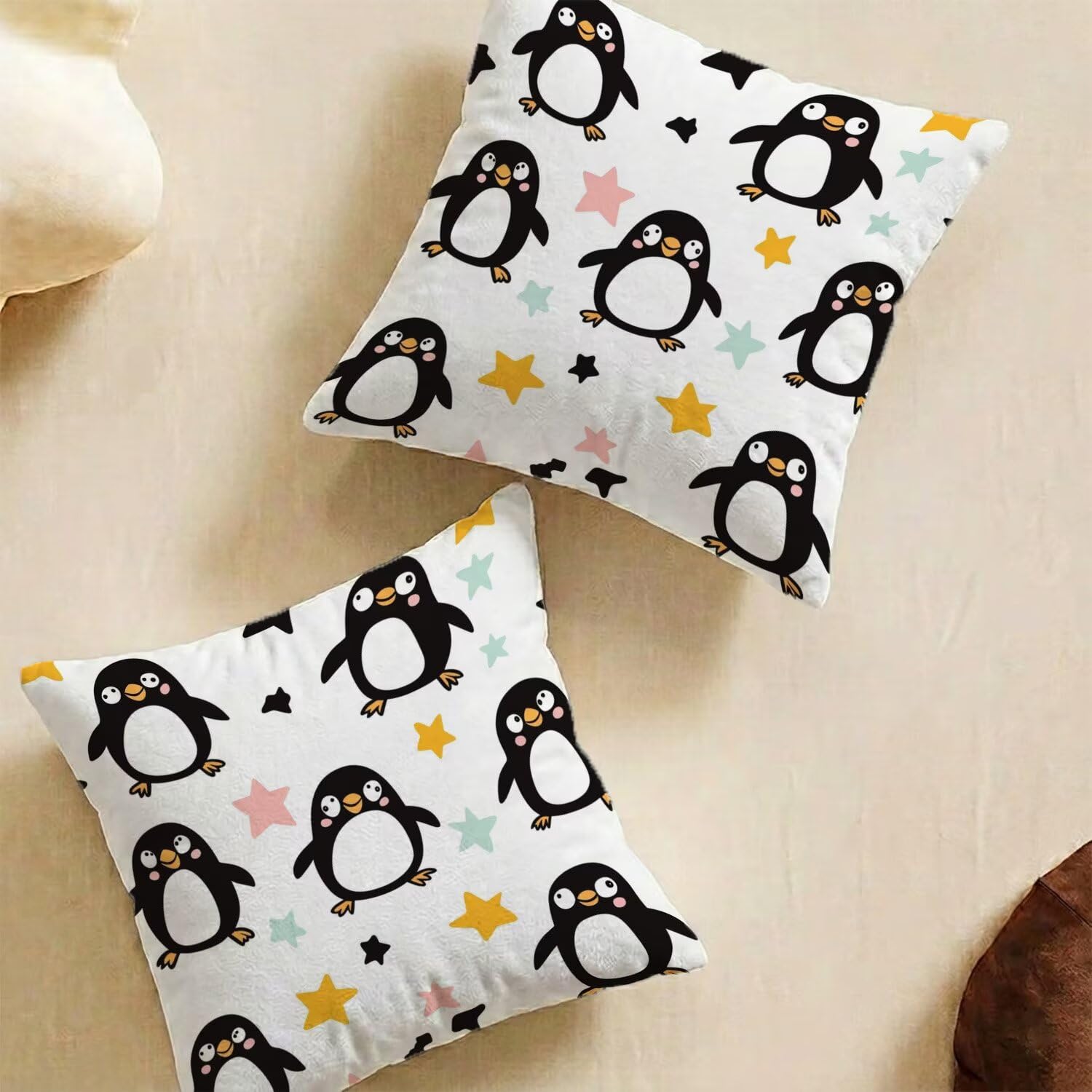 Coussins décoratifs canapé en velours 50x50 cm motif manchot