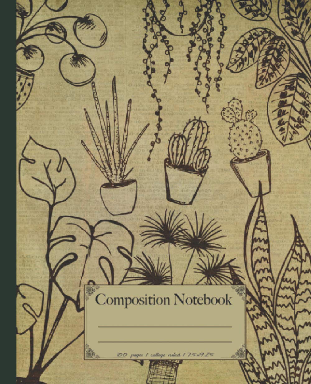 Composition Notebook: Beautiful houseplants lined notebook. Watercolor botanical themed notebooks . Plant notebook gift for indoor plants and nature lover