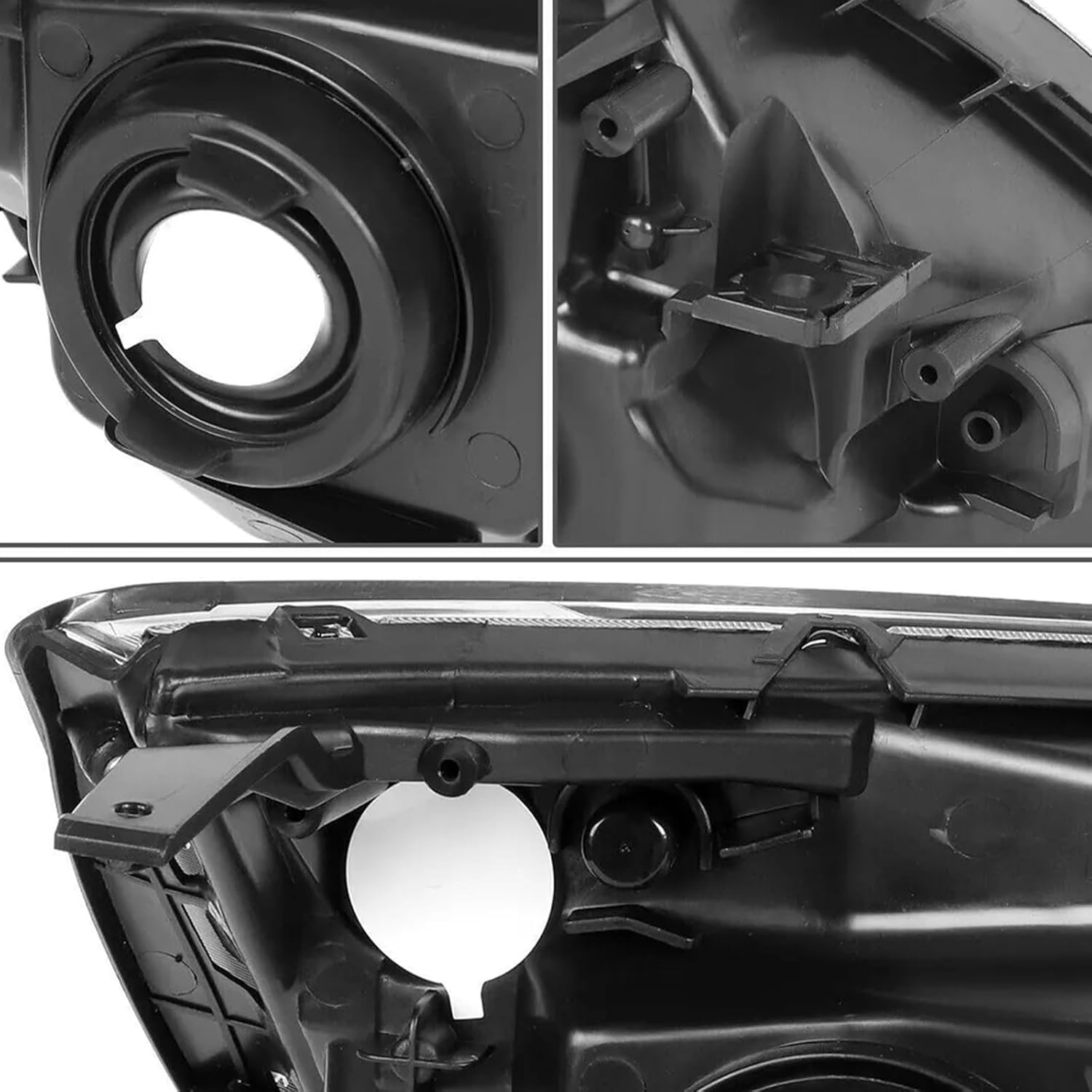 For 2007 2008 2009 2010 2011 Honda CR-V CRV Headlight Assembly Replacement for 07-11 CRV Head Lights Driver and Passenger Side, Black Housing Amber