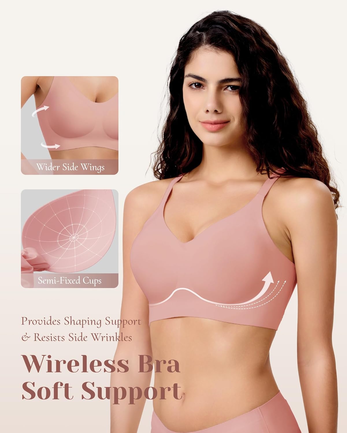 Womens Wireless Jelly Bras No Underwire Seamless Push Up Bra Ultra Soft Comfortable Tshirt Bralette Full Coverage - Image 3