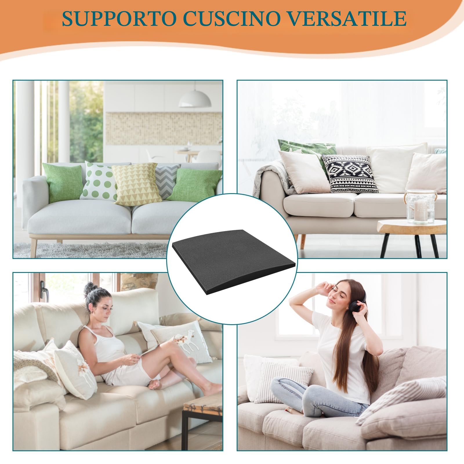50 x 50 CM Gommapiuma Cuscino per Divano, Supporto per cuscino per divano, Lastra Gommapiuma Comfort Elevato, Schiuma di Riparazione Divano, Ricambio per Divano e Poltrona