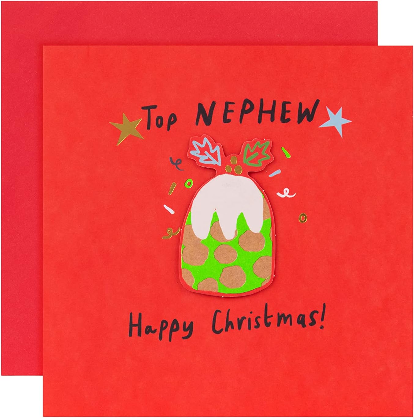 Hallmark Christmas Card for Nephew Fun Pudding Design, 25559405