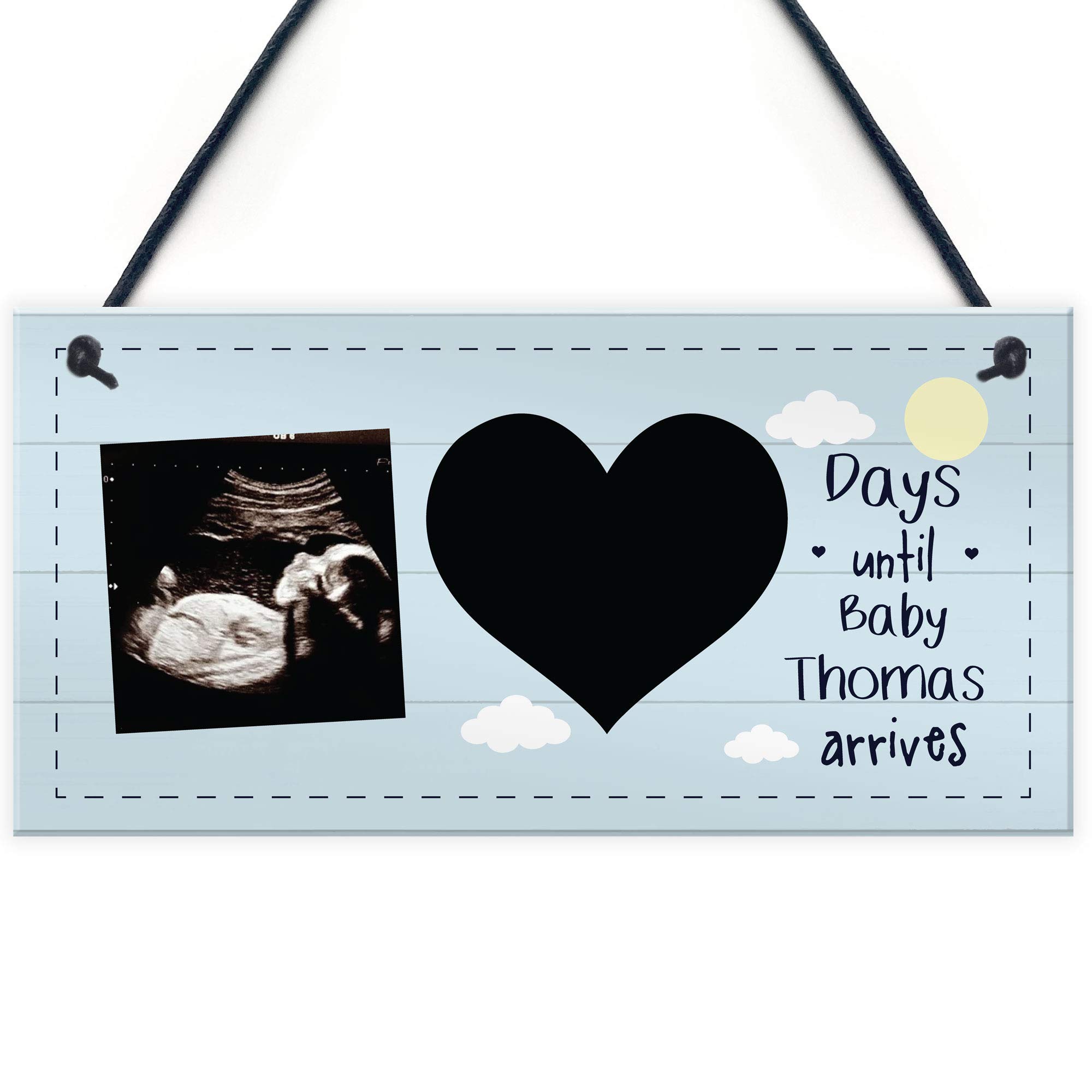 RED OCEAN PERSONALISED Scan Picture Sign Countdown Chalkboard Baby Mummy To Be Gift