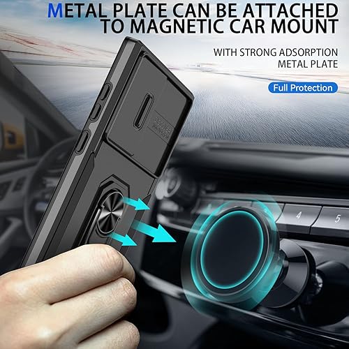 Miniatura 6 de Funda para Samsung Galaxy S23 Ultra con cubierta deslizante para cámara y 2 protectores de pantalla, grado militar, a prueba de golpes, con soporte