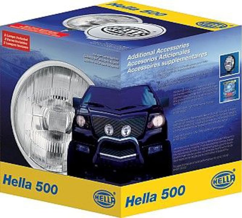 Farol auxiliar de longo alcance Hella 005750411 500 Series 12 V 55 W com lâmpada H3 – 1 unidade