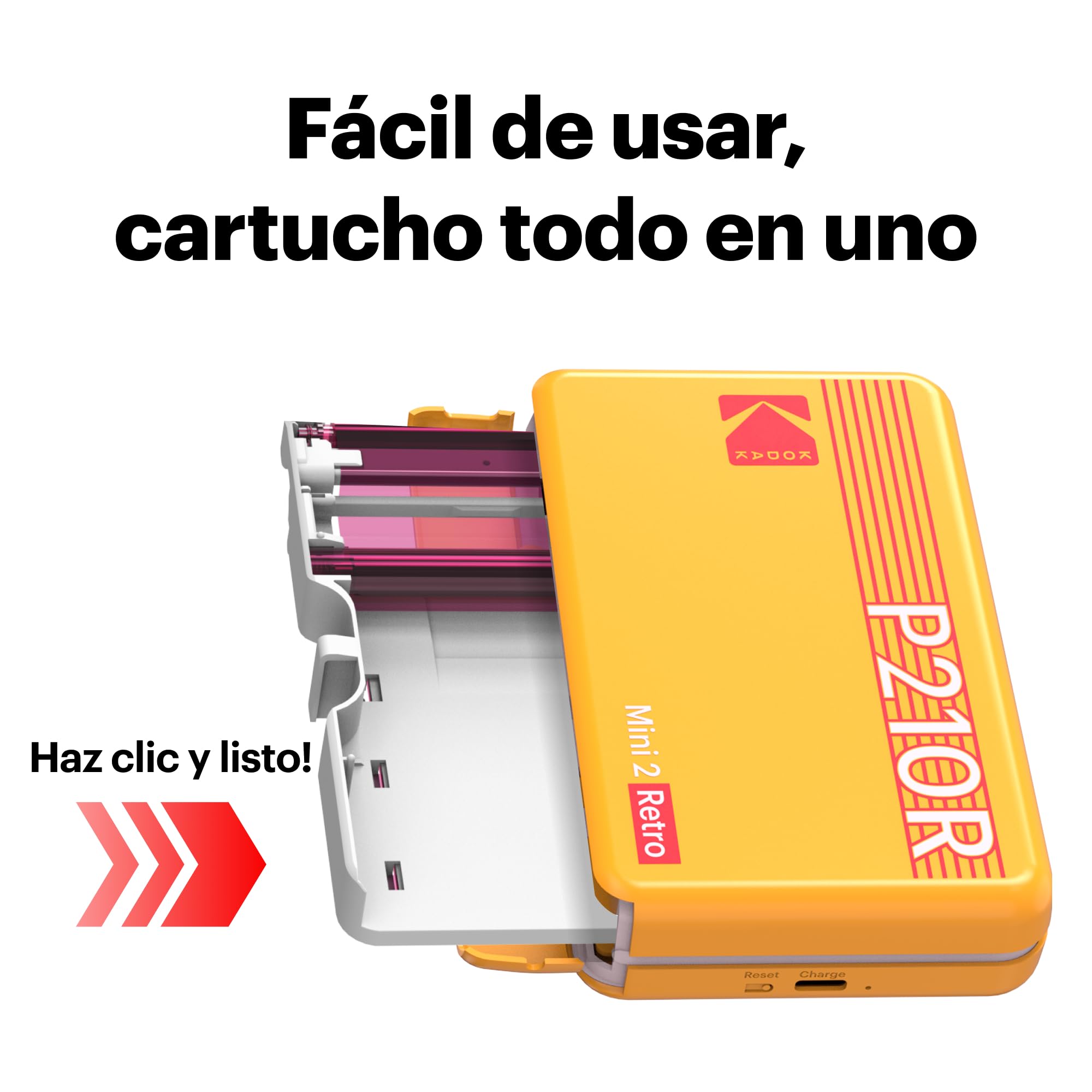 KODAK Mini 2 Retro Impresora Fotográfica 4Pass 54X86mm Bluetooth Blanco
