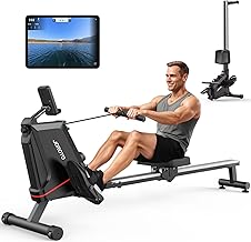 JOROTO Rameur Musculation, Rameur D'appartement Magnétique Silencieux avec Moniteur Bluetooth, Charge Maximale 160 KG, Facile à Assembler, Rangement Vertical, Gain de Place