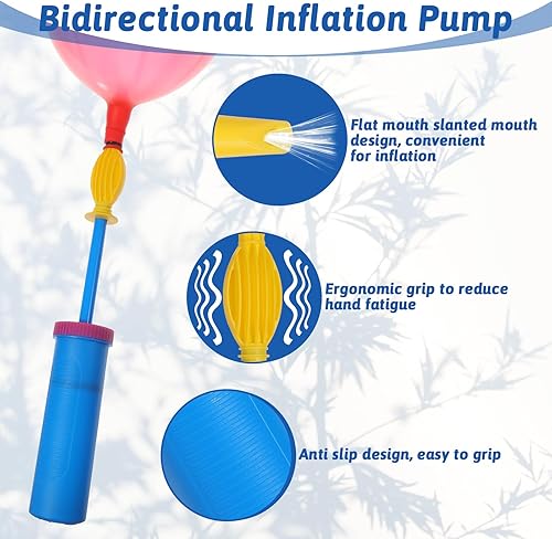 Miniatura 3 de Inflador de globos de mano de doble acción bidireccional, inflador de globos portátil para globos, anillos de natación, decoración de fiesta, regalo