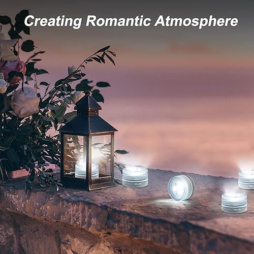 Miniatura 5 de Mini luces LED sumergibles con control remoto, pequeñas velas de té subacuáticas, impermeables, 1.5 pulgadas, RGB multicolor, sin llama, funciona