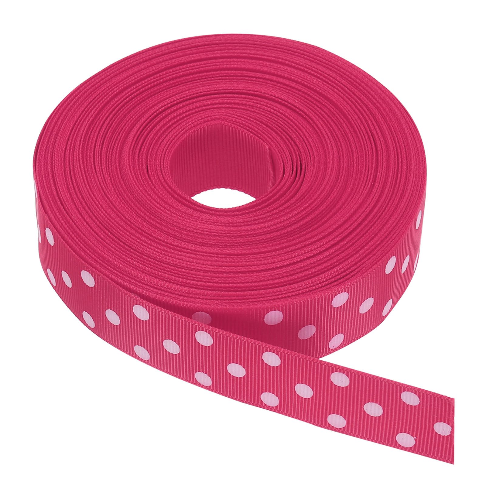sourcing map Grosgrain Ribbons 25 Yards 1 Inch Rose Red with White Dots Ribbon Bow Decoration for Crafts Gift Wrapping Wedding DIY Handmade โ image 1