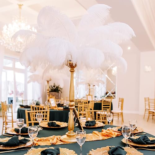 Miniatura 4 de Tigeen 200 plumas de avestruz a granel, plumas de avestruz naturales grandes de 12 a 14 pulgadas para bodas, fiestas, centros de mesa, manualidades,
