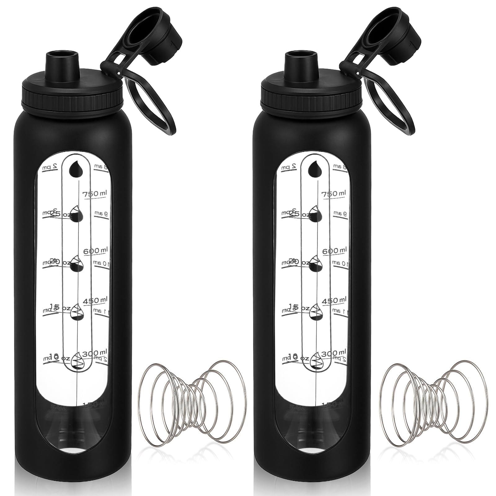 LemonRoad Set di 2 shaker per proteine da 1 l con 2 sfere in acciaio inossidabile, set di tazze shaker per miscele di proteine, frullatore, bottiglia d'acqua per palestra, allenamento e sport