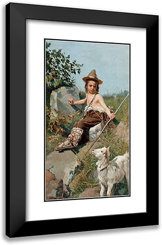 ArtDirect Oscar Pereira da Silva 12x18 Black Modern Frame and Double Matted Museum Art Print Titled - Giotto's Childhood