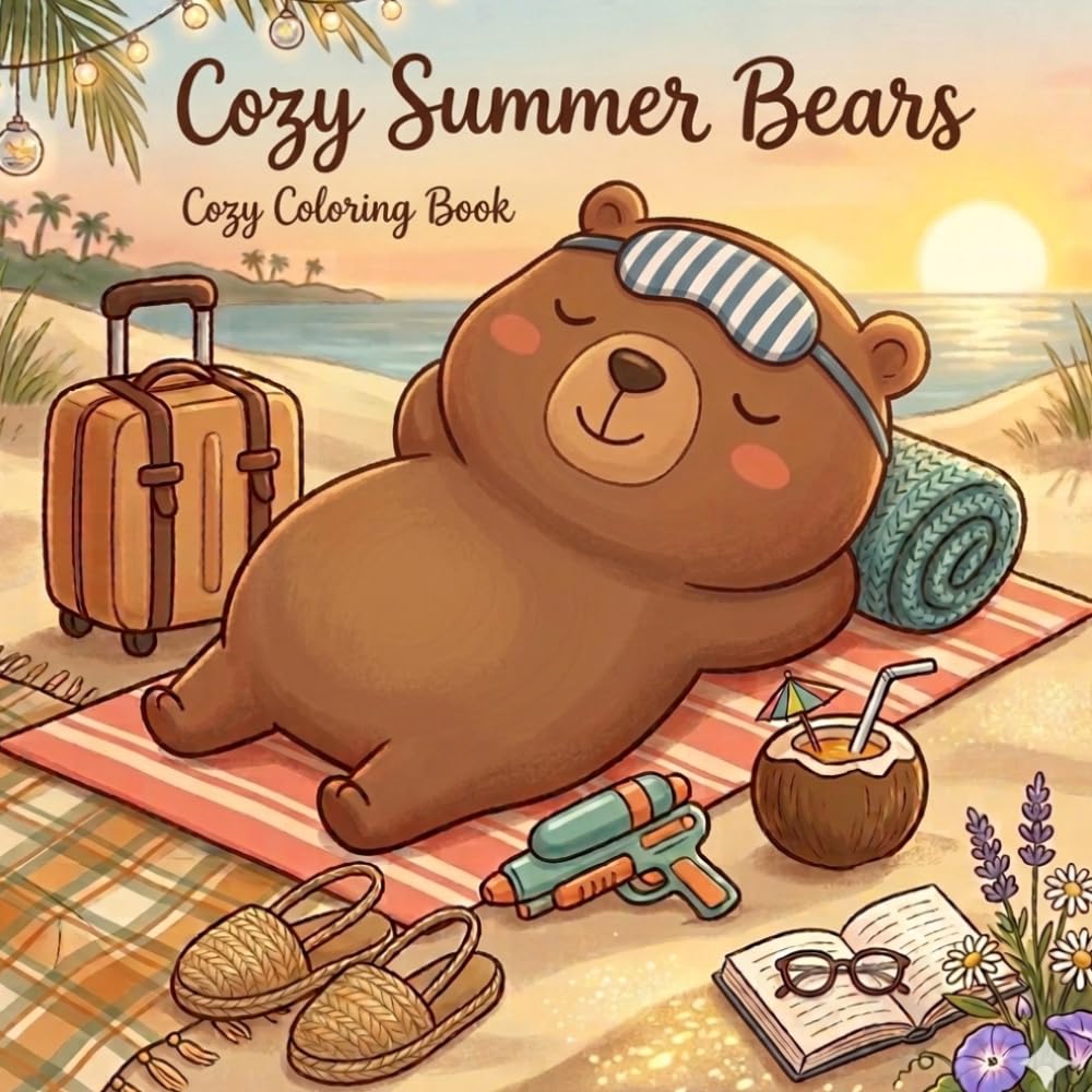 Cozy Summer Bears Coloring Book: Fun, Relaxing & Adorable Bear Adventures for Kids and Adults to Color