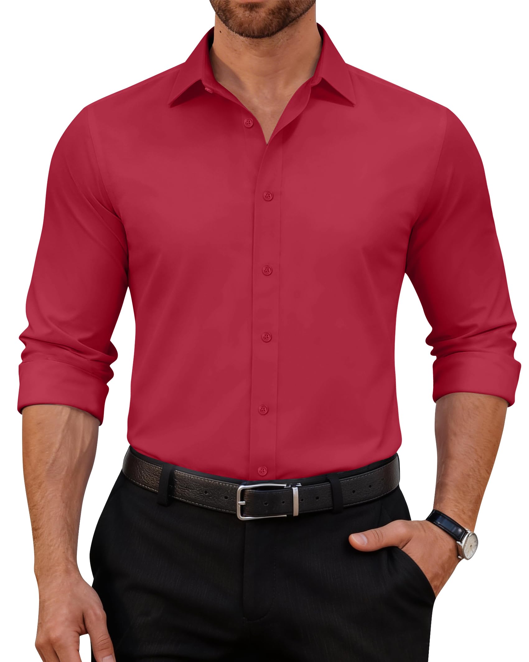 siliteelon Hemd Herren Langarm Bügelfrei Businesshemd für Männer Baumwolle Business Anzughemd Formeller Hochzeit Büro ohne Tasche