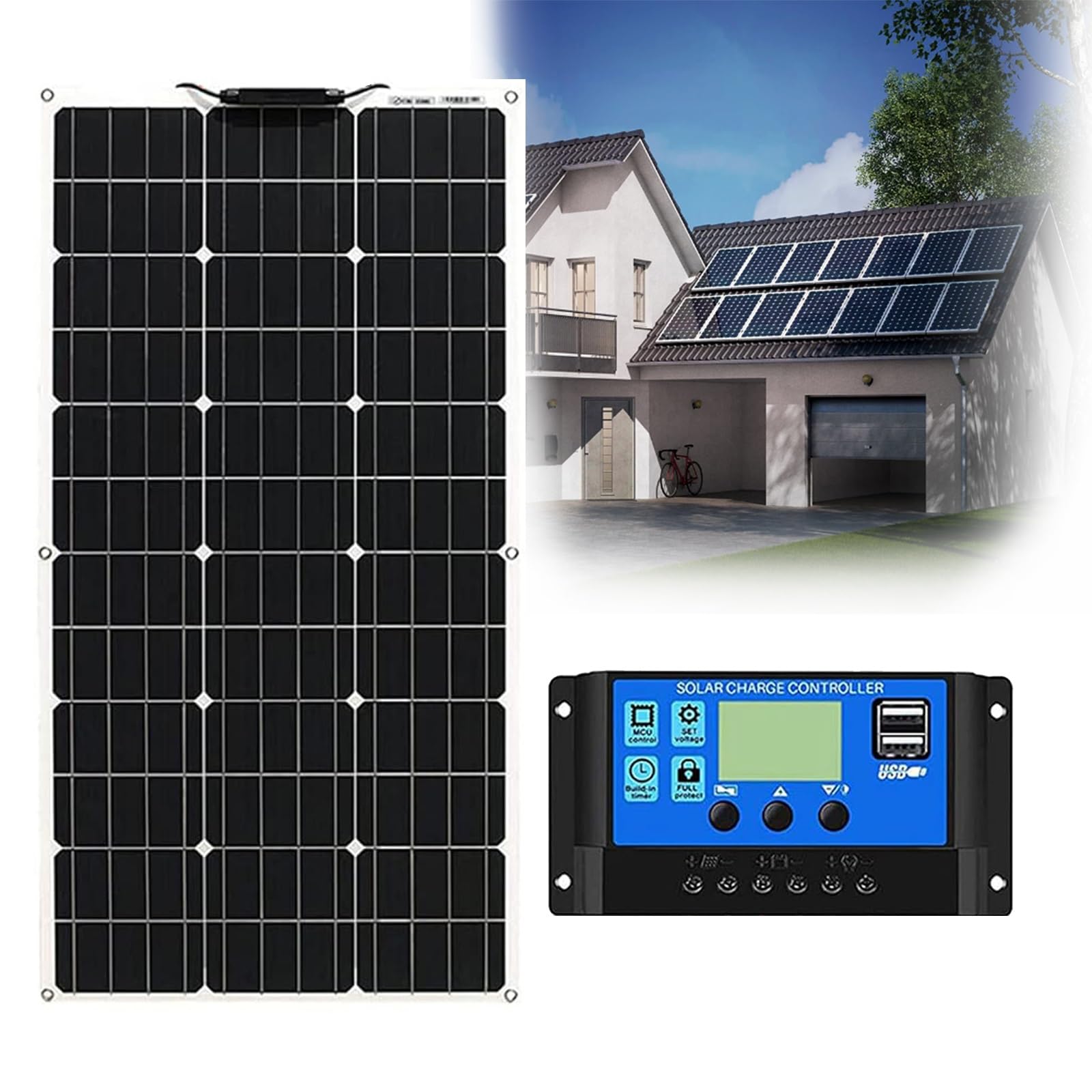 Pannello Solare da 500 Watt 12V 24V, Pannelli solari monocristallini con modulo ad Alta efficienza, Potenza fotovoltaica per la Ricarica della Batteria di Barche, roulotte e Altre Applicazioni Fuori