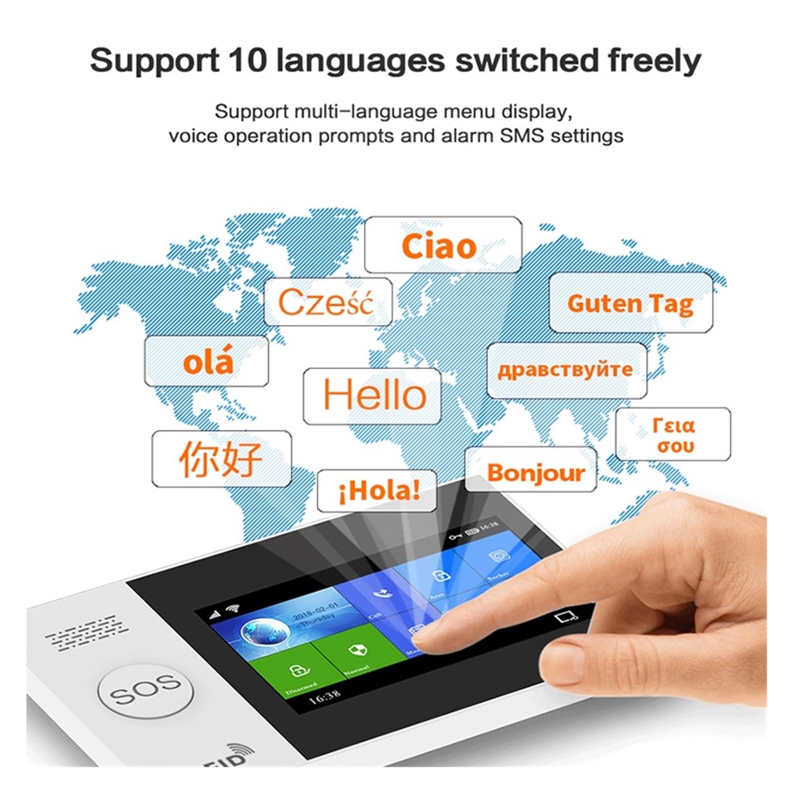 Sistema de Alarma, De Alarma Inteligente Seguridad For Hogar, 4G, gsm, Panel Pantalla Táctil, Kit Inalámbrico con Cámara, Sirena Solar, Sensor Movimiento Puerta(WiFi 4G Package C)