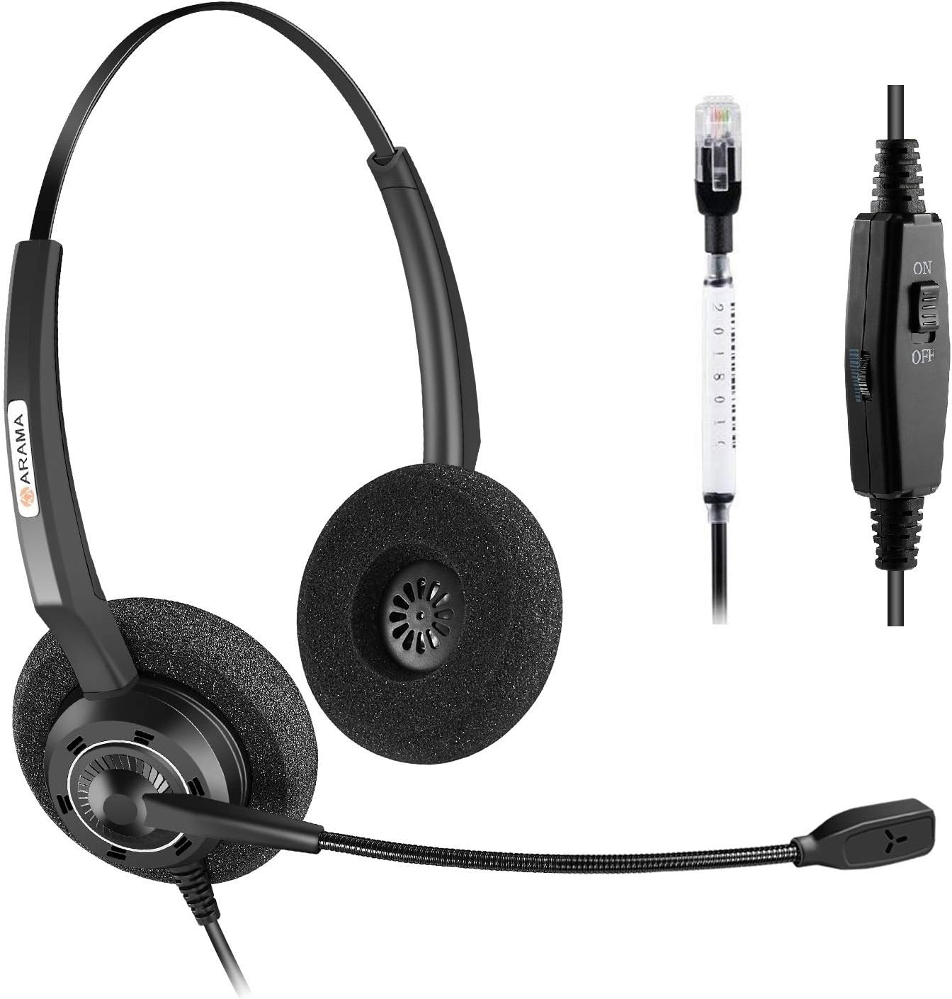 Arama rama Corded Headset Binaural with Noise-Canceling Mic and Volume Mute