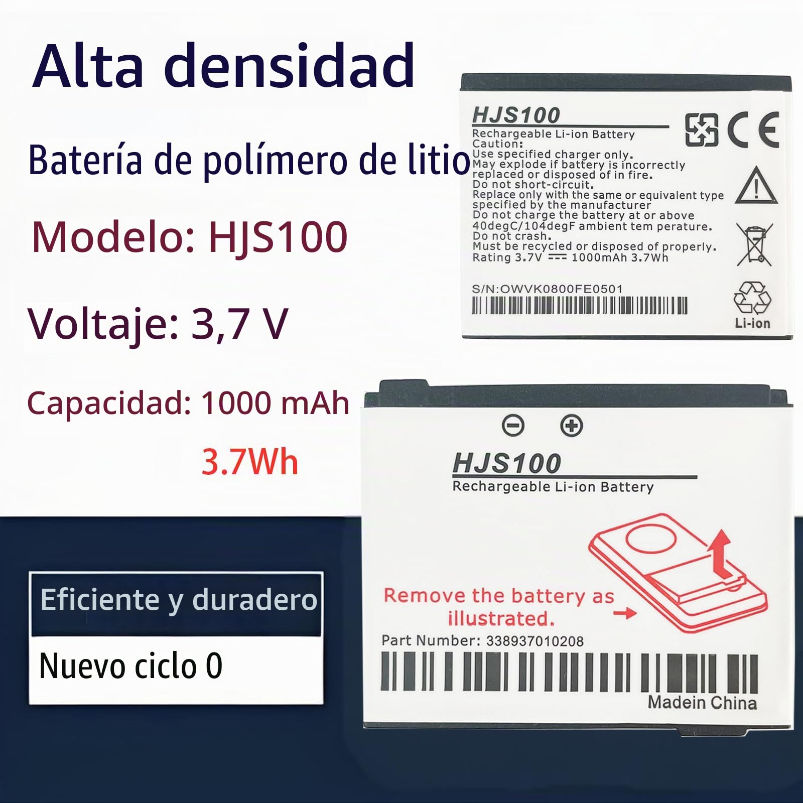 HJS-100 batería de repuesto HJS100 Compatible con Becker HJS100, HJS-100, Map Pilot, Mercedes Benz Map Pilot, VW Map Pilot, Reemplaza Becker 338937010208 Mercedes Benz Map Pilot, C260 GLK300
