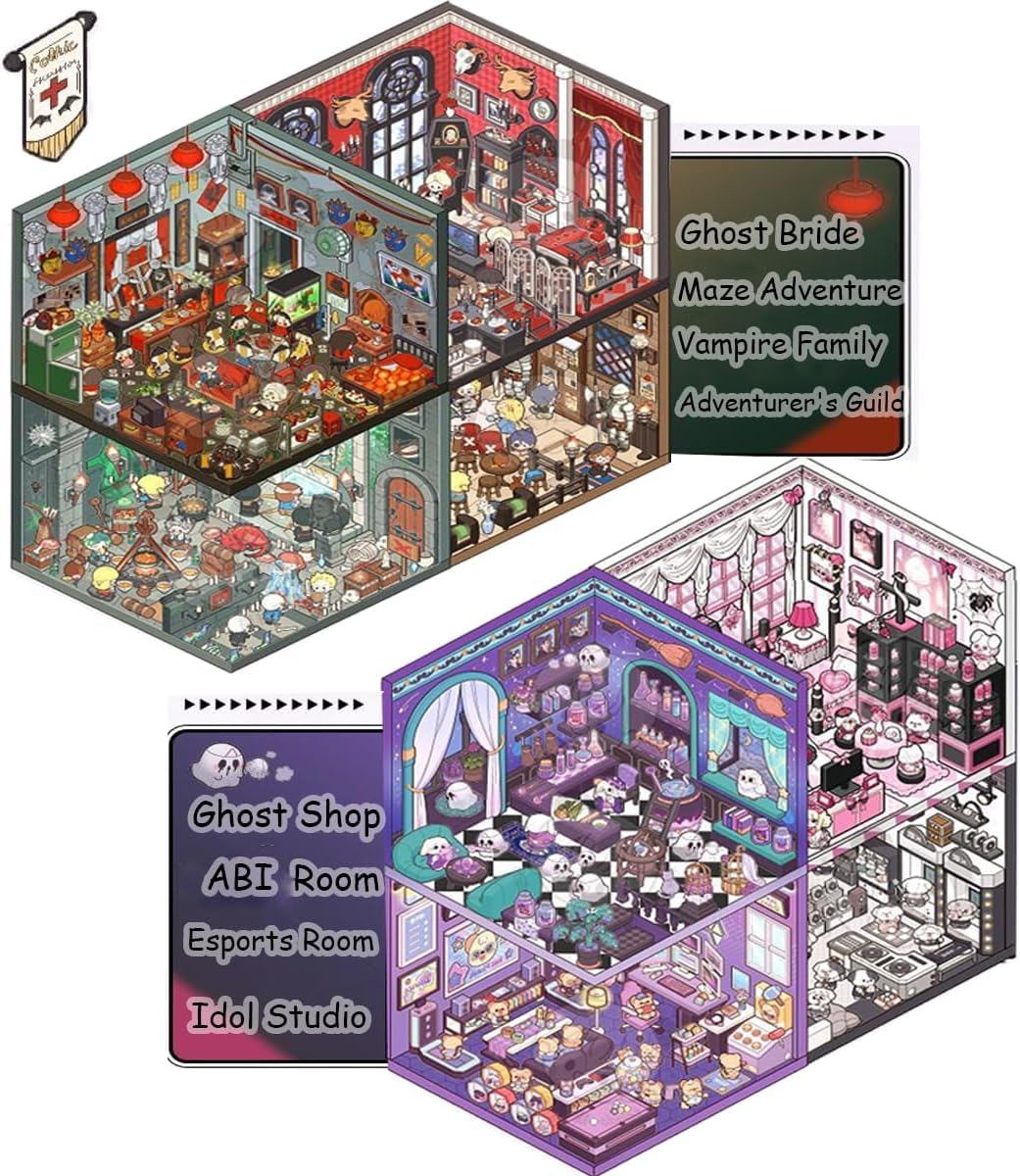 20 Sets 3D Sticker Scene Book for Adults & Kids - DIY DIY Horror Adventure House, Fantasy Art Therapy Stickers Collection - Image 3