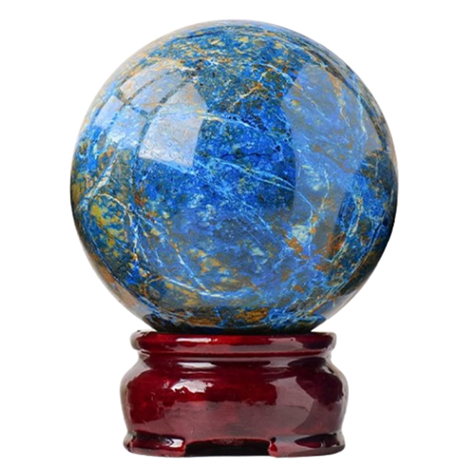 AUOQKQUT Phoenix Lapis Lazuli Symbiotic Crystal Ball with Stand,Quartz Sphere Stone Decorative Orb for Home Decor Grid Ornament,60~65mm