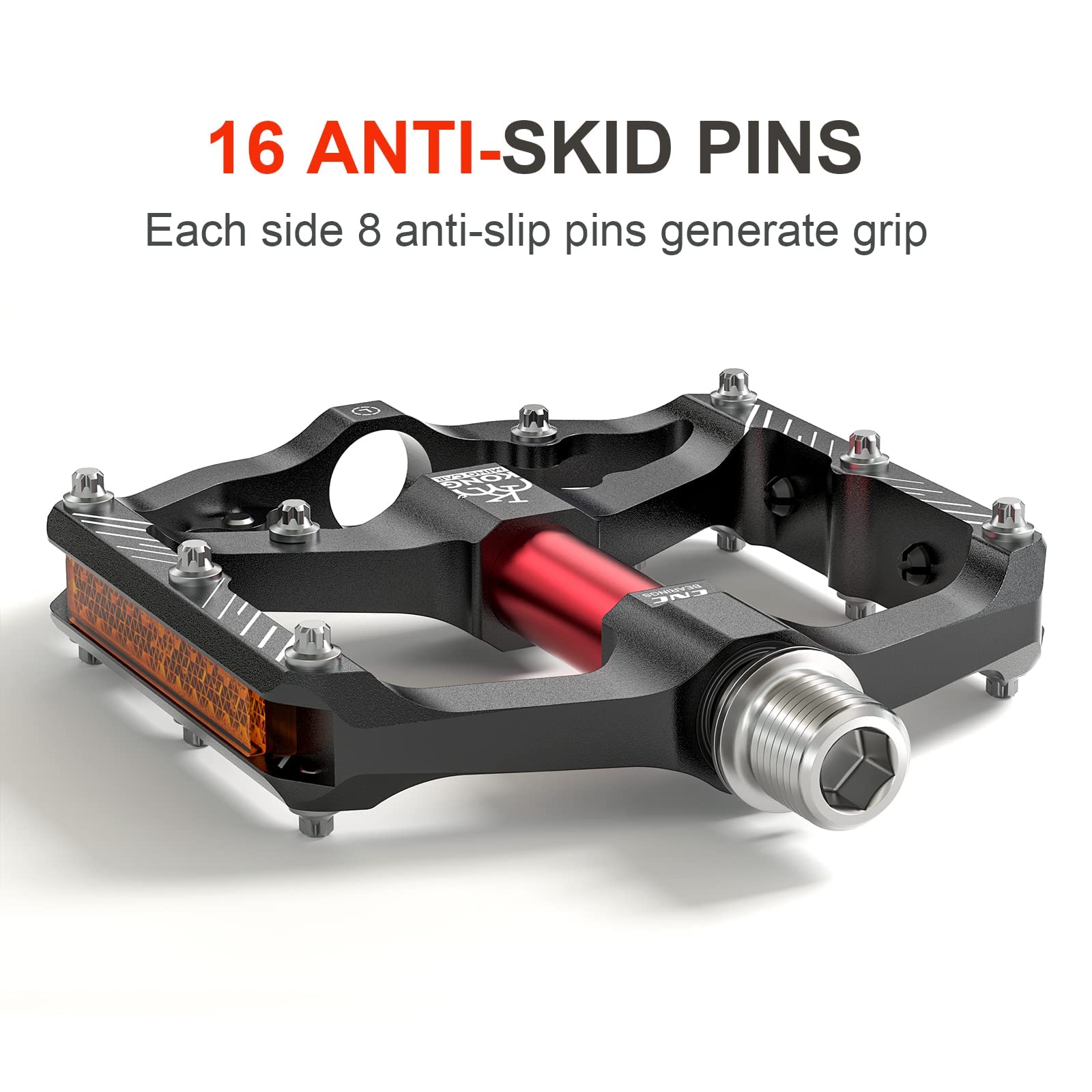 Pedali bici con strisce riflettenti, 3 cuscinetti sigillati, piattaforme per biciclette in alluminio CNC antiscivolo, pedali da 9/16 pollici per bici da strada, MTB, E-Bike.